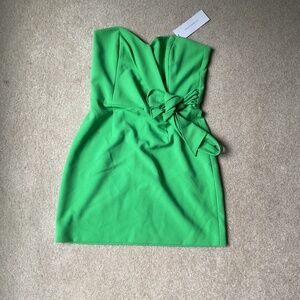 French Connection Whisper Strapless Bow Dress Size 4 Green (nwt)